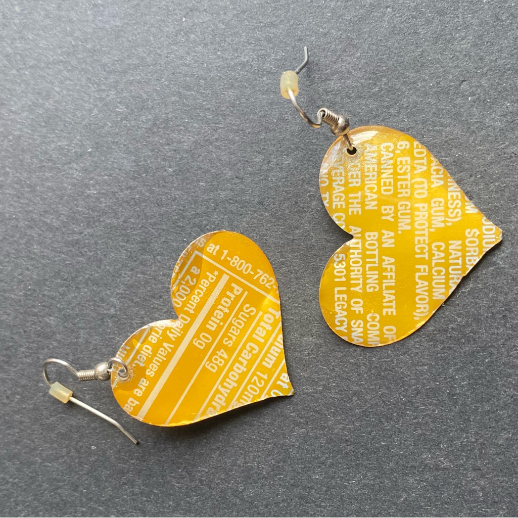 Heart Shaped Earrings With Ingredient Design For Pierced Ears